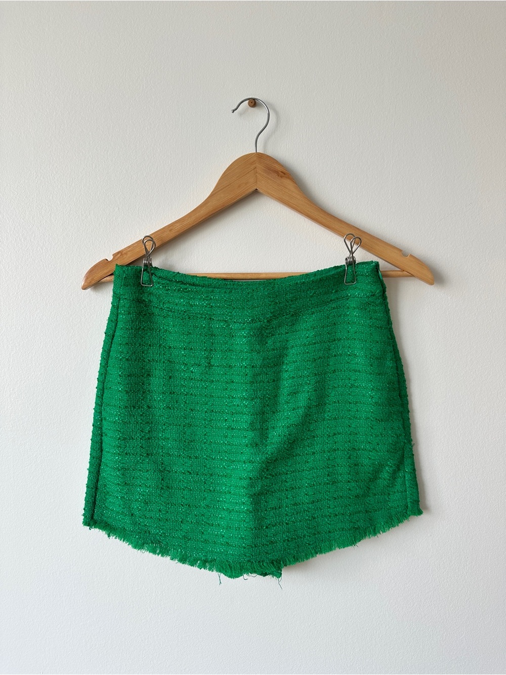 Zara Green Tweed Mini Skirt